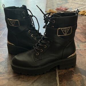 Guess Black and Gold Combat Boots